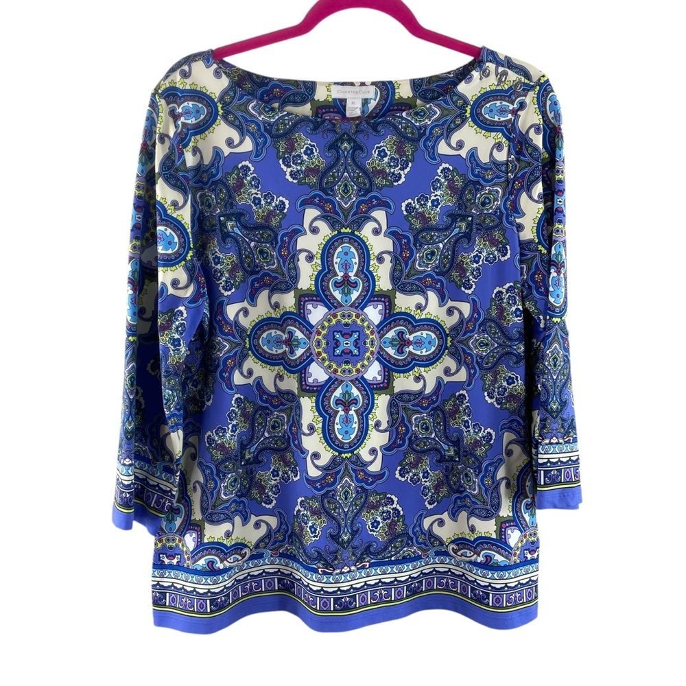 Charter Club Blue Paisley Blouse